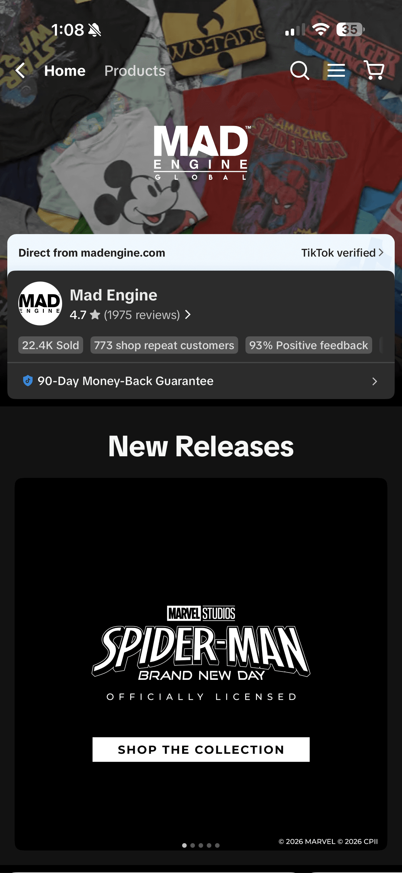 Mad Engine TikTok Shop storefront screenshot