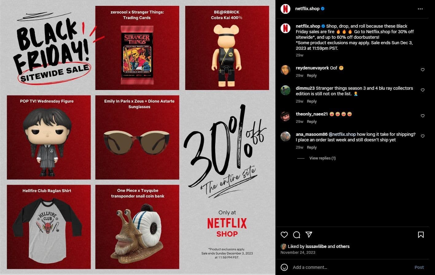 Netflix.Shop BFCM product grid social creative