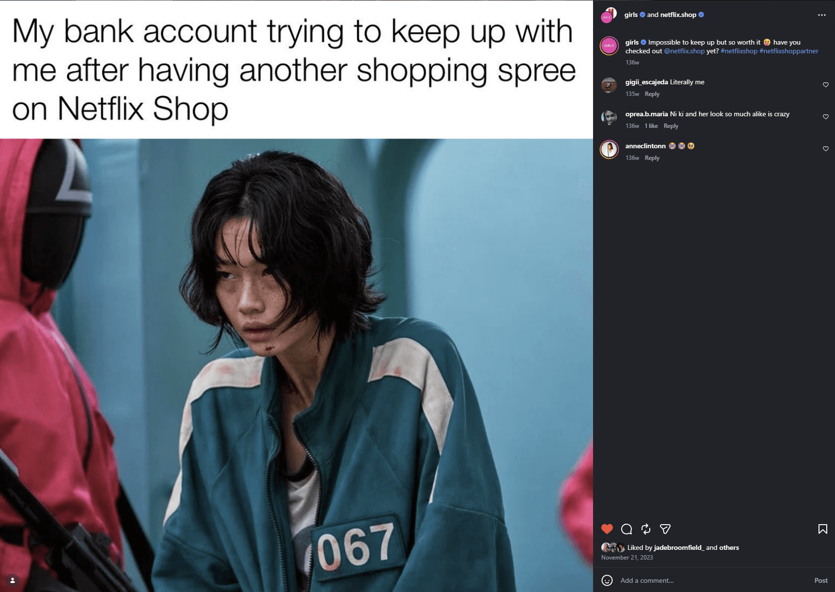 Netflix.Shop influencer partnership Instagram post