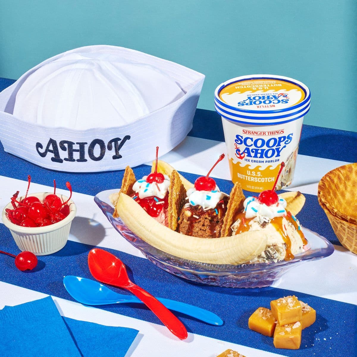 Scoops Ahoy product and sundae creative