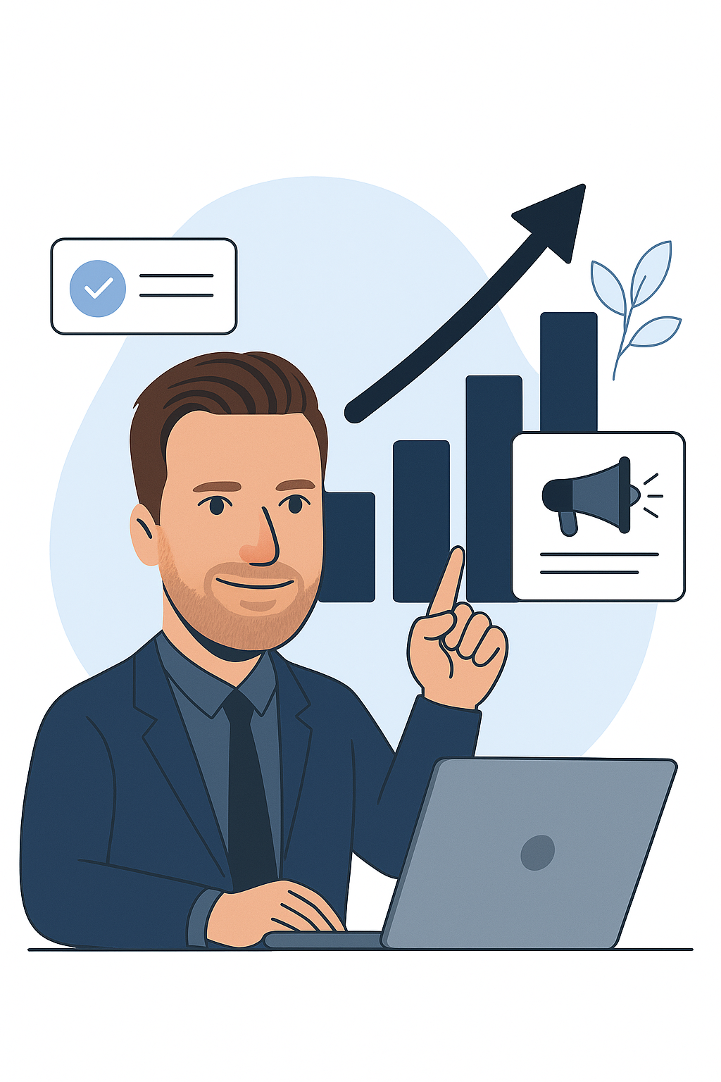 A marketing consultant showing results & data